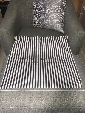 Henri Bendel Brown and White Striped Drawstring Storage Bag XL 23”x23” (NWOT)